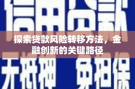 高碑店探索贷款风险转移方法，金融创新的关键路径
